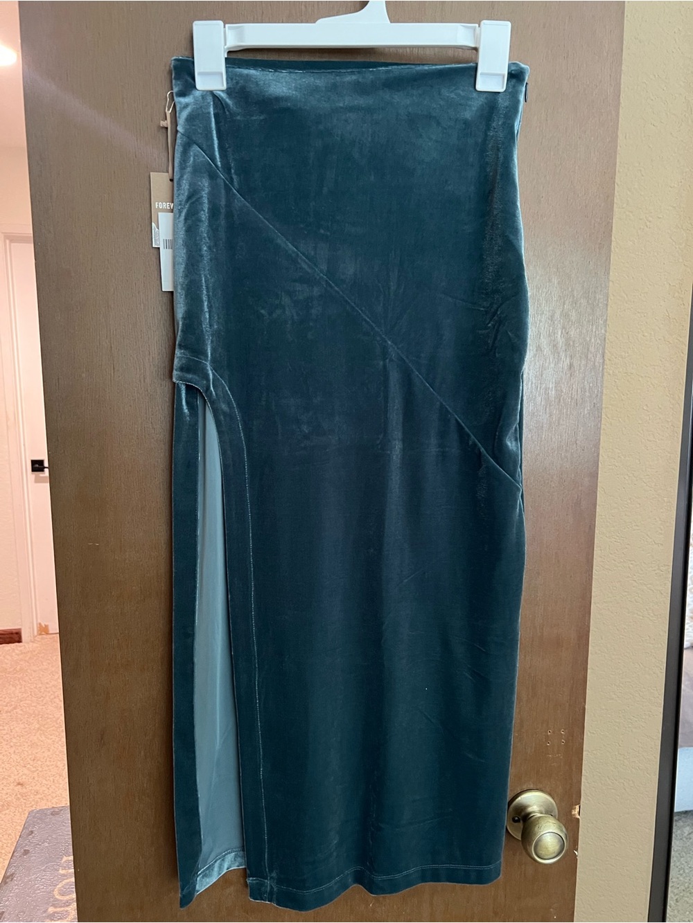 Forever 21 Teal Velvet Skirt